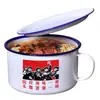 Tazón de fideos instantáneos de esmalte dormitorio de estudiantes grande engrosado boutique fideos instantáneos comida rápida Taza nostálgico tazón de arroz antiguo lonchera