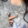 Corrente de suéter de ervilhas brilhantes de camada dupla, colar feminino de outono e inverno, corrente de suéter, estilo ocidental, acessórios longos da moda