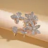 Pulsera Abierta Flor Irregular Incrustada de Diamantes Transfronteriza Europea y Americana, Estilo Minimalista Único, Joyería de Lujo Ligero de Alta Gama para Mujeres