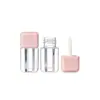Em Estoque Tampa Quadrada Rosa Frasco Transparente Tubo de Gloss Labial Tubo Plástico Vazio Material de Embalagem