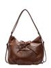Mochila de Cuero Encerado Vintage de Otoño e Invierno para Mujer 2024 Nueva Moda Bolso Tote con Lazo Mochila Multiusos de Gran Capacidad