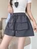 Pantalones Cargo Cortos Americanos de Secado Rápido con Bolsillo Grande con Solapa para Mujer Verano Nuevo Cintura Alta Línea A Deportivos Casuales Look Adelgazante Pantalones Cortos de Pierna Ancha