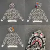 Sudadera con cremallera y camuflaje de tiburón Bape de moda para hombre y mujer, estilo pareja, cárdigan chaqueta con capucha holgado de forro polar puro de moda para hombre