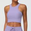 Chaleco deportivo con espalda hermosa, estilo europeo y americano, con forma de I y ribete de canalé, para yoga, correr y fitness, con almohadilla para el pecho.