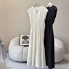 Vestido sin mangas de color liso para adelgazar la cintura, estilo minimalista de alta gama francés 3053