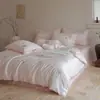 Deslumbrante conjunto de quatro peças de roupa de cama bordada de alta qualidade em Tencel Lenzing, capa de edredom e lençol de cama em Lyocell no estilo princesa