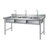 Fregadero de Acero Inoxidable con Soporte Cocina Un Solo Hueco Doble Hueco Pileta Lavado de Platos Lavado de Verduras Lavamanos con Plataforma Hogar Comercial