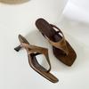 Sandalias de Tanga Minimalistas Estilo Retro con Tacón de Aguja para Mujer, Chanclas Súper Versátiles, Sandalias Versátiles de Tacón Alto