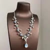 Moderna Nuevo Estilo Pastoral Conjunto de Collar y Pendientes de Flores Azules Dulce Pequeño Fresco Elegante Femenino Pendientes de Gota de Agua