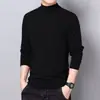 Camiseta de Manga Longa Outono Inverno Masculina Camada Base Cor Pura Quente Roupa Íntima Slim Fit Versátil Gola Meio Alta Camiseta