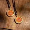Pingente de Moeda de Cobre Puro Estilo Antigo com Cinábrio e Motivo de Espírito da Montanha, Apresentando os Oito Trigramas e Vinte e Quatro Moedas de Cobre de Bênçãos e Longevidade