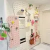 Estante de Almacenamiento de Pared con Tablero Perforado, Estante Decorativo de Pared de Tabla de Madera Maciza, Estante de Pared para Almacenamiento para Uso Doméstico