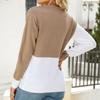 Suéter Nuevo de Otoño Europeo y Americano Ropa de Mujer Amazon Transfronterizo Suelto Bloque de Color Cuello Redondo Manga Larga Jersey de Punto
