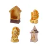 Mini santuário indiano apresentando a divindade Ganesha, uma figura fofa, acessórios de decoração DIY e um pequeno ornamento de mesa