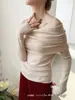 Top de punto de un hombro Descubierto para mujer Ajustado Adelgazante Diseño de suéter de un hombro Sentido del diseño Favorecedor Sexy Top Talla única