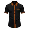 2026 Verano Transfronterizo Nuevo Talla Europea Moda Masculina Tendencia Bloques de Color Casual Manga Corta Camisa Venta al por Mayor