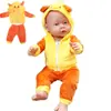 Roupas para boneca American Girl de 18 polegadas conjunto de pelúcia com capuz 43cm boneca de verão animal fofo pijama com zíper