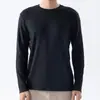 Roupas Quentes Transfronteiriças Novo Outono Inverno Roupa Interna Escovada Dupla Face Gola Redonda Elástico Ajustada Roupas de Outono Cor Sólida Moletom Quente