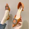 Zapatos de Tacón Alto de Aguja de Punta para Mujer Primavera y Verano 2025 Nuevo Estilo de Hada Flats Tacón Medio Boca Baja Versátil Huecos Zapatos de Mujer