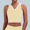 Top de Yoga Feminino com Decote V e Bojos, Colete Fitness para Treino na Academia, Roupa Externa para Corrida, Aeróbica, Colete Esportivo à Prova de Impacto