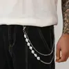 Cadena de pantalón de moda irregular con perlas empalmadas al por mayor, cadena de caja de metal, cadena de cintura punk personalizada