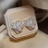 Pendientes y Clips para Orejas de Flor de Zircón y Perla con Baño de Oro Real de 18K, Diseño de Moda y Versátil, Pendientes de Nicho para Mujer