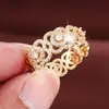 Anillo de Luz Grabado de Corte Francés Incrustado de Circonita Lujo de Nicho Versátil Anillo para Dedo Índice de Mujer Venta Directa del Fabricante Exclusivo Transfronterizo