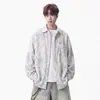 Camisa tie-dye de manga larga de moda para hombre, estilo primavera y otoño, atuendo fresco y limpio para hombre, chaqueta fina de principios de otoño para hombre