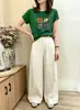 Camiseta de algodão canelado 220g direto da fábrica para mulheres, blusa de manga curta slim-fit Guangzhou Treze Linhas, fornecimento exclusivo da segunda leva de verão