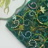Tecido Bordado com Lantejoulas em Rede, Vestido Camisola com Lantejoulas, Roupa Feminina, Tecido Bordado com Espelhos