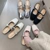 Chinelo Meio-Calcanhar Suave Estilo Francês para Mulheres Verão 2025 Ins Tricô Trançado Chinelo Aberto