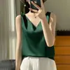 Camisola de Satén en Stock Nueva Moda Femenina Primavera/Verano 2026 Corte Ajustado Cuello en V Estilo Corto con Tirantes Anchos Camisola Interior Camiseta sin Mangas