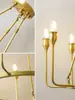 Lámpara de araña estilo americano, lámpara simple de cobre rústico para sala de estar, luz de vela para comedor y dormitorio, luminaria romántica retro francesa
