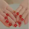 Diangrun Jewelry Pulsera de Ágata Roja Trébol de Cuatro Hojas Transparente y Blanco Diseño Nicho ins 2022 Nuevo Regalo