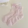 Calcetines de Malla de Verano para Mujer Calcetines Holgados Finos de Media Caña Sin Costuras Color Sólido Blanco Versátiles Calcetines de Algodón de Media Longitud