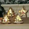 Artesanato de Madeira de Natal em Estoque para Atacado, Decoração de Festa com Atmosfera Festiva, Enfeites de Madeira com Luz LED Brilhante