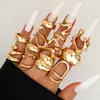 Joyería Yongge Anillos Abiertos Irregulares de Moda y Únicos Conjunto de Anillos de Superficie Lisa Exagerada con Línea de Lava Irregular