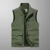 Chaleco Fino de Primavera y Otoño para Hombres Jóvenes y de Edad Media, Ropa de Trabajo con Múltiples Bolsillos, Secado Rápido, Holgado, Talla Grande
