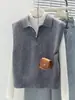 Colete de Tricô Polo com Meio Zíper Algodão Casulo para Mulheres no Outono e Inverno Novo Design Retro Redutor de Idade Artefato Versátil para Camadas