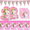 Amazon Nube Rosa Unicornio Decoración para Fiestas de Cumpleaños Infantiles Suministros Servilletas de Papel Desechables Vajilla Manteles