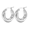 Aretes Redondos Gruesos de Acero de Titanio a la Moda Estilo Coreano Aretes de Acero Inoxidable Hebillas Brillantes para las Orejas Círculo Aretes Gruesos Joyería Aretes