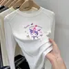 Camiseta Térmica Base Infantil Kuromi 2025 Inverno Nova Moda Top Espesso de Gola Redonda para Bebês