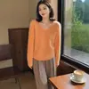 Suéter de lana cepillada con cuello redondo estilo perezoso para mujer, otoño invierno, nuevo, suave, holgado, color liso, jersey de punto base para mujer