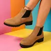 Botines Chelsea Retro de Ante para Mujer Punta Redonda Tacón Grueso Suela Gruesa Botas Martin Otoño Invierno Botas de Mujer Transfronterizas