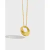 HXL288 versão coreana de ornamentos de corrente de prata anel geométrico minimalista da moda corrente de pescoço curta S925 prata esterlina colar para clavícula feminino