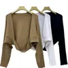 Elegante Cardigan de Tricô Estilo Francês para Mulheres Primavera e Outono 2026 Xale Pequena Capa Camisola Peça de Roupa Externa Jaqueta Cobertura Solta Top