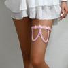 Bambú como ropa niña Lolita accesorios rosa cadena flor elástico ajustable muslo anillo P0380