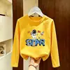 Camiseta de Moda de Algodón Puro para Niños de Manga Larga Camisa de Capa Base para Niños Otoño Estampado de Dibujos Animados Americano Moderno Top