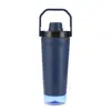 Vaso mezclador de doble capa minimalista transfronterizo, gran capacidad, con asa, vaso térmico de acero inoxidable, portátil, adecuado para fitness y proteína en polvo