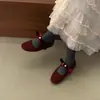 Sapatos Mary Jane Cinza Coreanos com Pelo para Mulheres, Sapatos de Algodão para Uso Externo de Inverno, Novos Sapatilhas Francesas de Fada com Sapatos de Lã de Veludo
